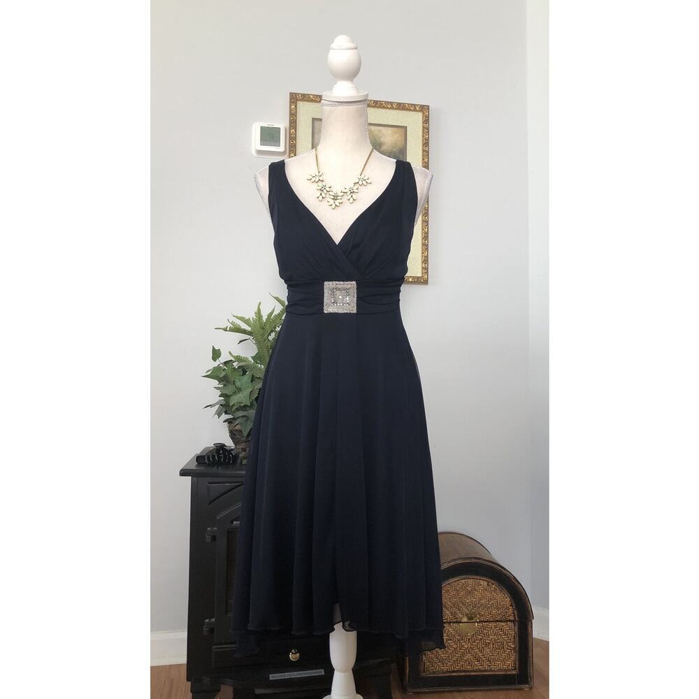 Enfocus Studio Sleeveless Dress Women’s 8 Black Embellished Rushed Fit & Flare